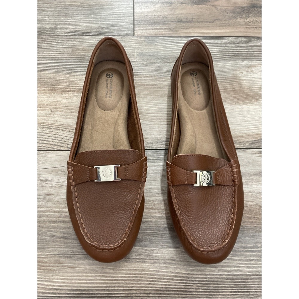 Giani Bernini Dailyn Memory Foam Brown Leather Driver Loafers Women’s Size 8